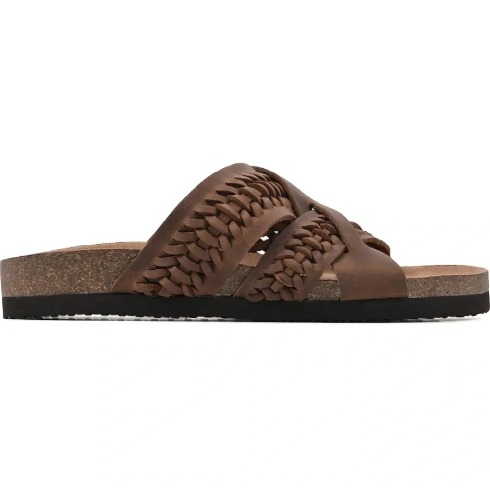 NIB WHITE MOUNTAIN Women’s Leather ‘Harding’ Footbed Sandal in Brown - Sz 6 - Picture 3 of 6